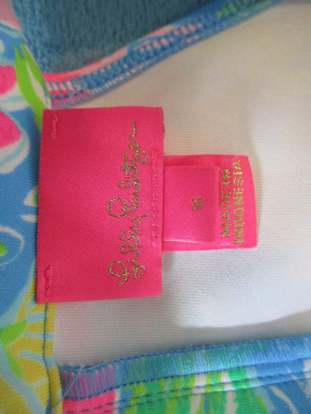 Lilly Pulitzer Zanzibar Blue Bunny Business Sophelia Big Sister Dress sz 16 - Picture 5 of 9